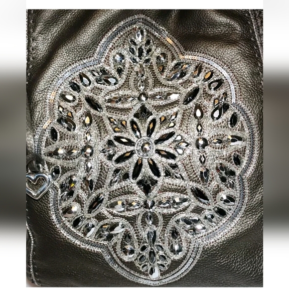 Brighton Metallic Pewter Anju Masterpiece Collection Leather Shoulder Bag EUC - Picture 2 of 13